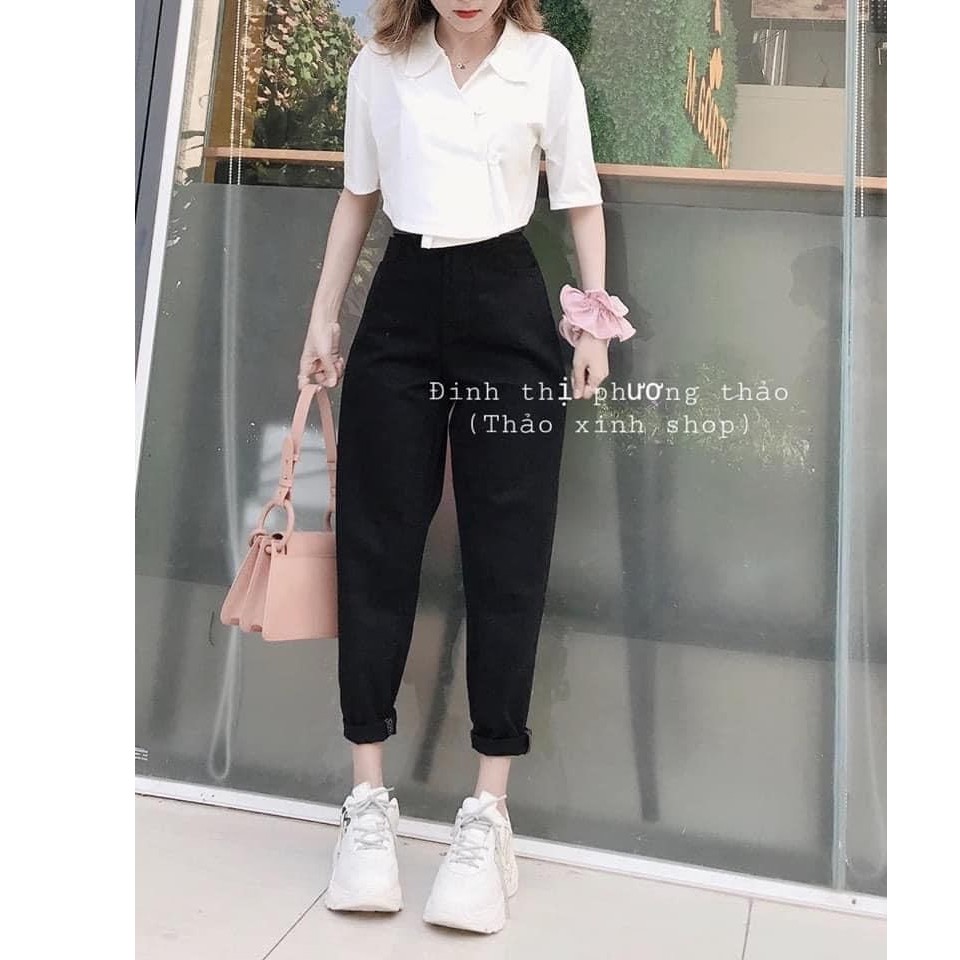 Quần Bò Baggy Nữ Loại 1💖FREESHIP💖Quần Baggy Đen Trơn Nữ Năng Động[Ảnh chụp thật] | BigBuy360 - bigbuy360.vn