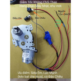 Giảm tốc 12v KHÔNG CHỔI THAN - Japan chế Kéo bạt che mưa