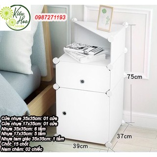 KỆ ĐẦU GIƯỜNG NHỰA LẮP GHÉP ĐA NĂNG 2 Ô CÓ GÓC SÂU 37CM (nhiều màu sắc, hình dáng lựa chọn) (Kiều Hoa Store)