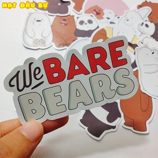 Set 14 stickers bare bears bụng bự - Hạt đậu bự