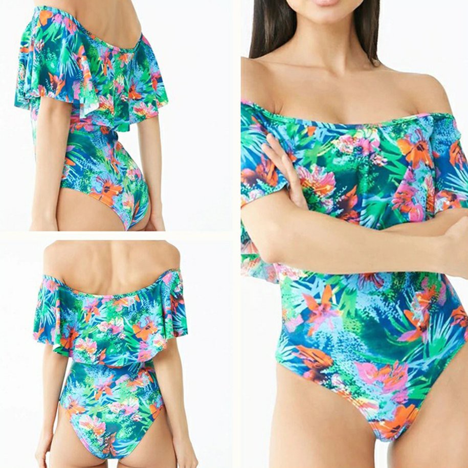 Bikini Lưng Cao Phối Bèo Hoạ Tiết Lá Cây Thiết Kế Thanh Lịch | BigBuy360 - bigbuy360.vn
