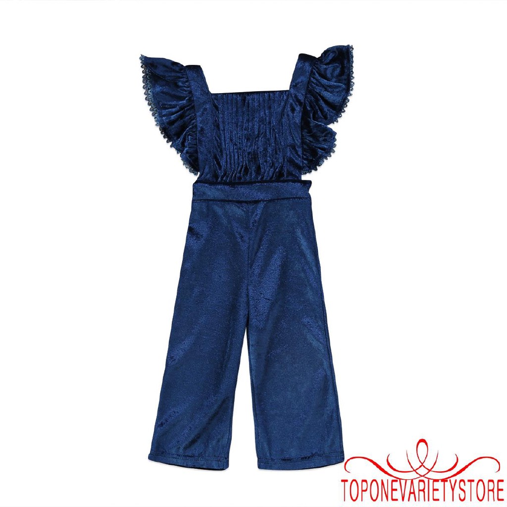 Jumpsuit Nhung Dài Hở Lưng Dễ Thương Cho Bé Gái