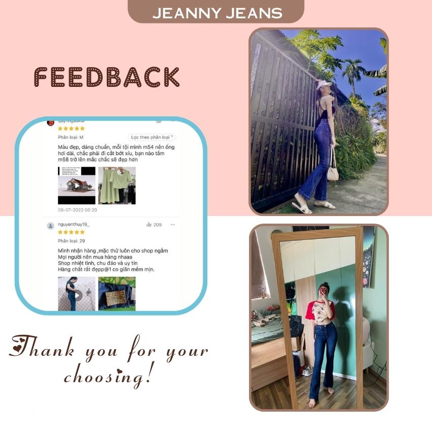 Quần jean ống loe Jeanny Jeans nữ lưng cao trơn dài co giãn chất đẹp hàng cao cấp  LY0883