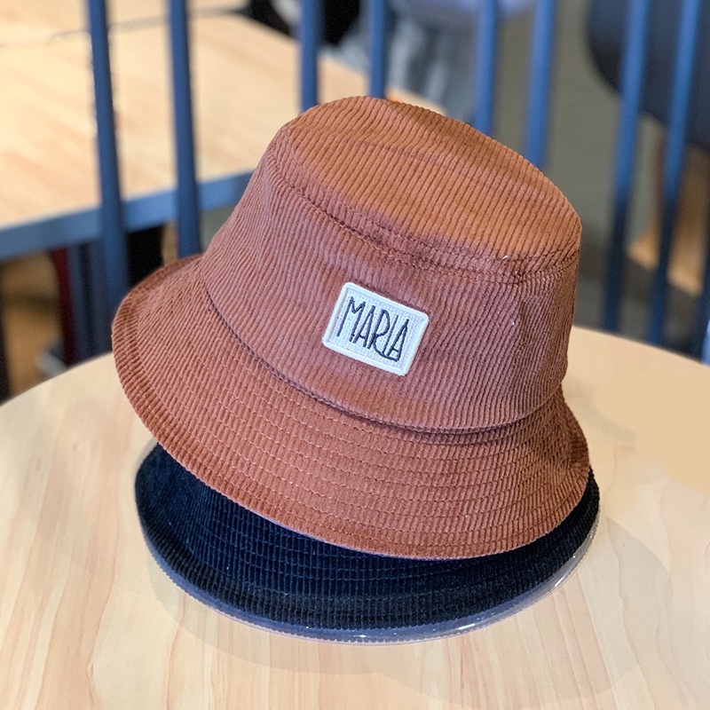 Mũ bucket vành cụp nhung tăm thêu chữ MARIA nhiều màu phong cách Ulzzang Unisex - Hazis Store