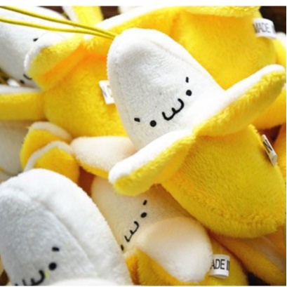 Móc Khóa Gấu Nhối Bông Quả Chuối Treo Balo, Túi Xách, Điện Thoại 7cm