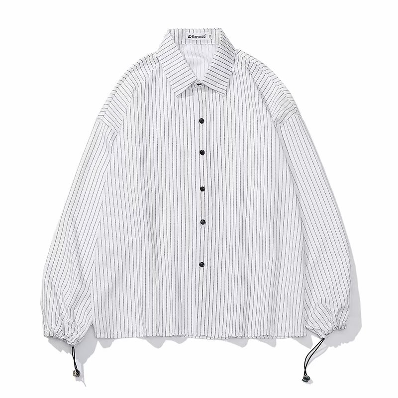 Korean Fashion Striped Men's Long Sleeve Shirt