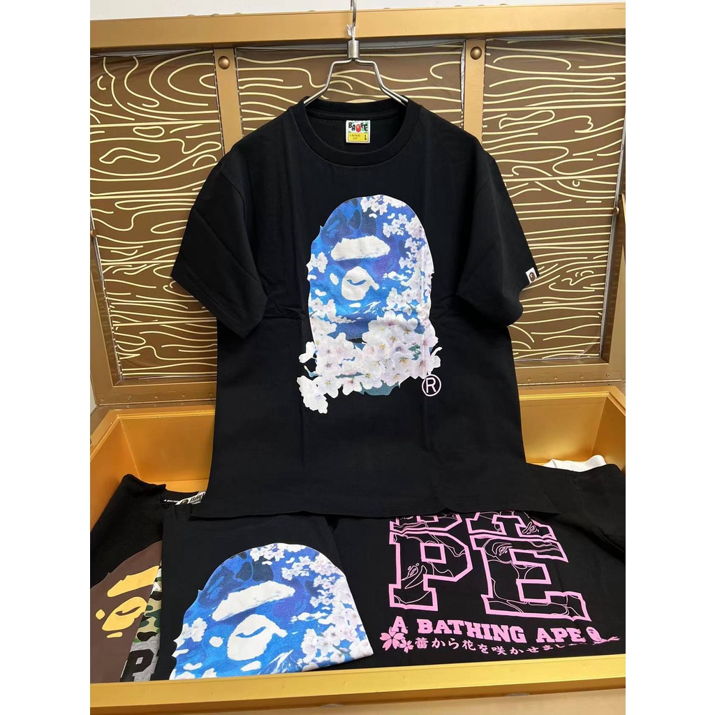 Áo Tee Bape x Sakura hoa anh đào Xanh , Áo Thun Bape Shark Cá mập, chất liệu Cotton, màu đen BapeVN