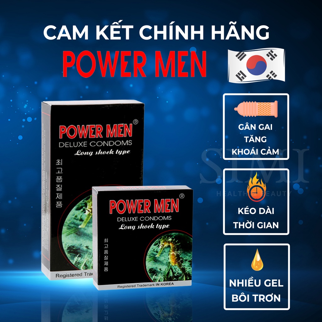 Bao cao su gân gai Power Men Long Shock kéo dài thời gian quan hệ tăng khoái cảm chống xuất tinh sớm bcs có gan gai