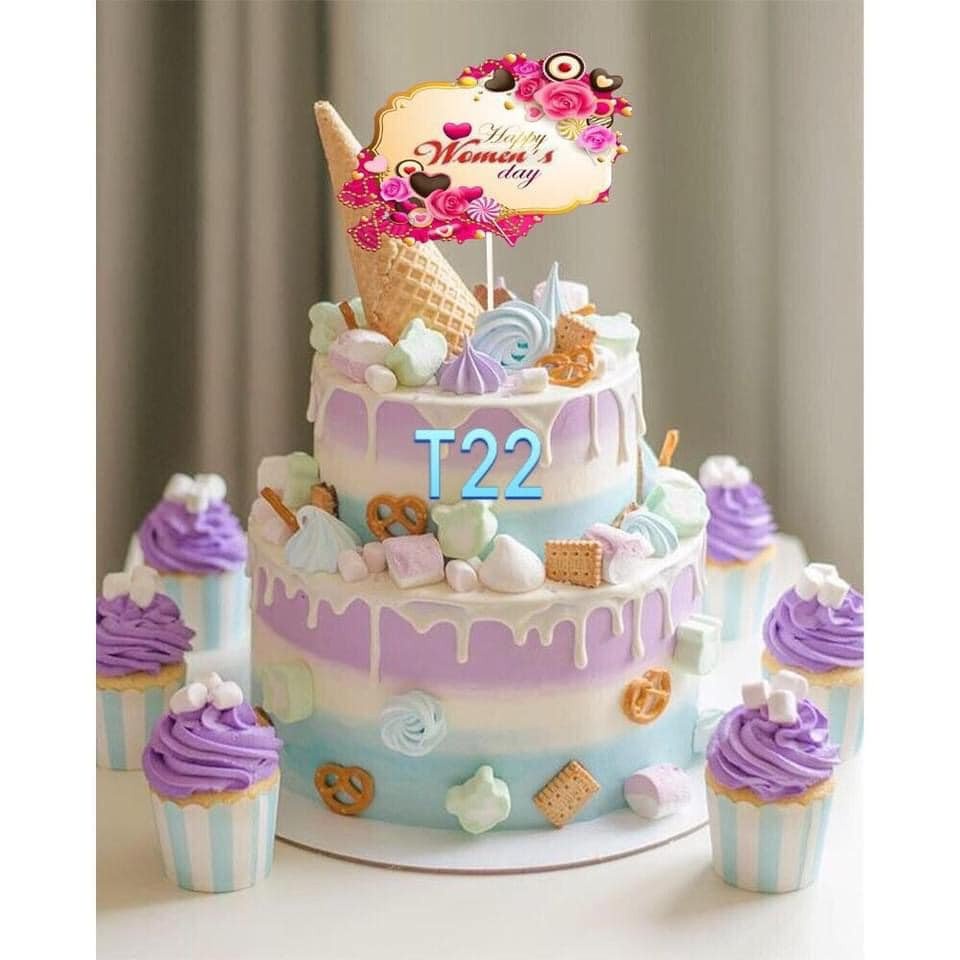 Trang trí bánh 1 sét 10 thẻ giấy phụ kiện bánh sinh nhật