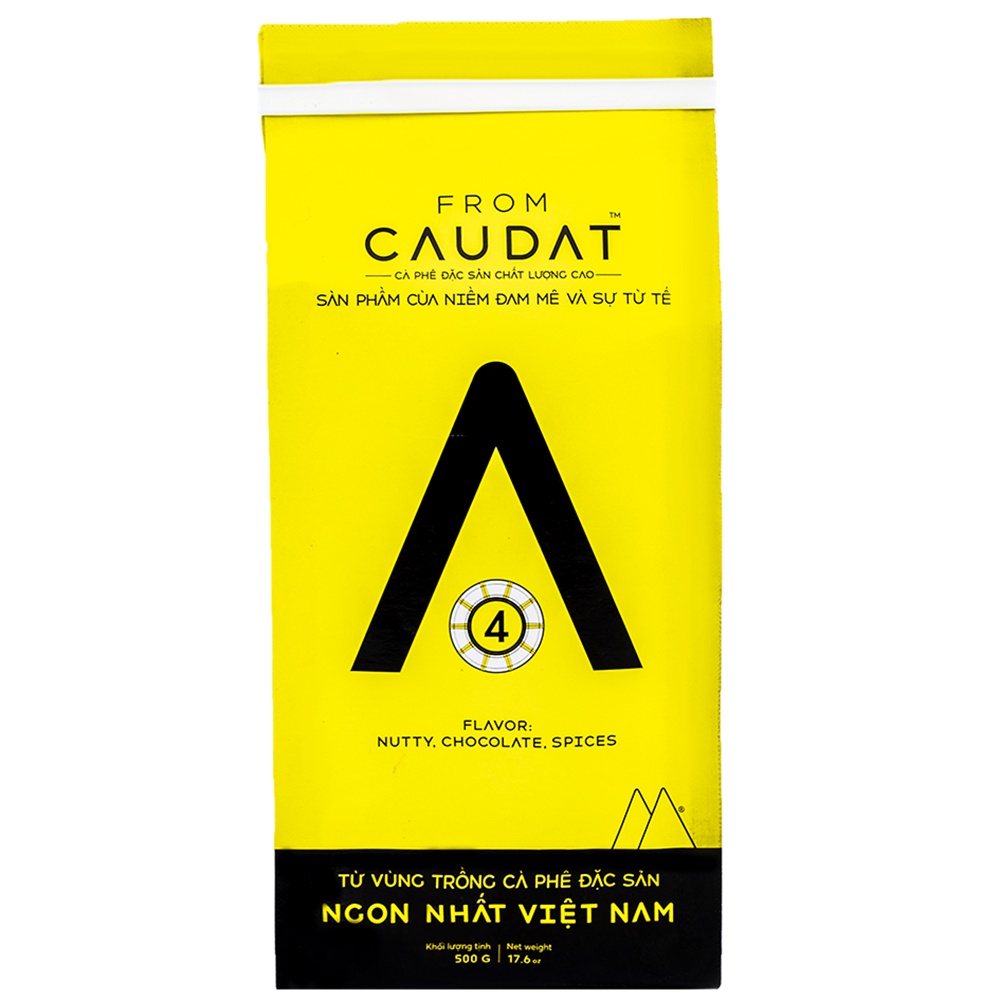A4 Gói 500gr cà phê đặc sản nguyên chất 80% Robusta 20% Arabica Cầu Đất đậm đắng (FROM CAU DAT COFFEE)