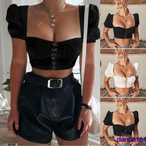 Áo crop top nữ tay ngắn màu trơn thời trang gợi cảm
