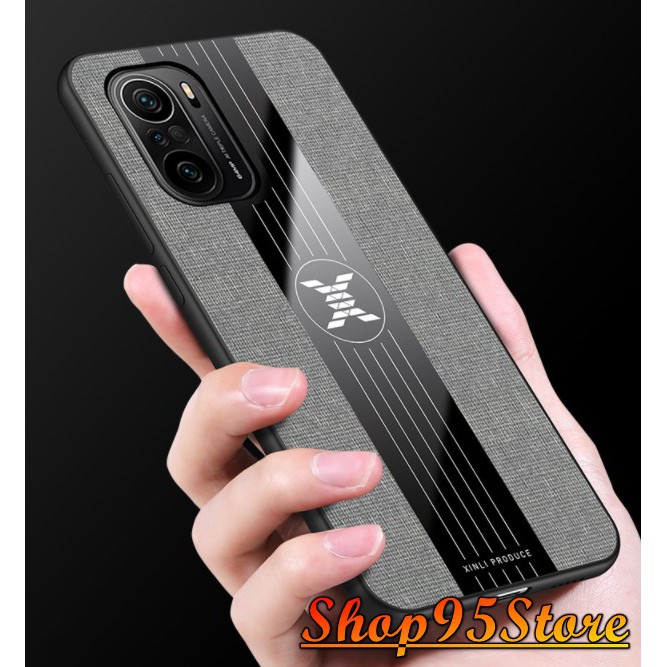 Ốp lưng vải jean Xiaomi Redmi K40 / K40 Pro họa tiết kẻ sọc