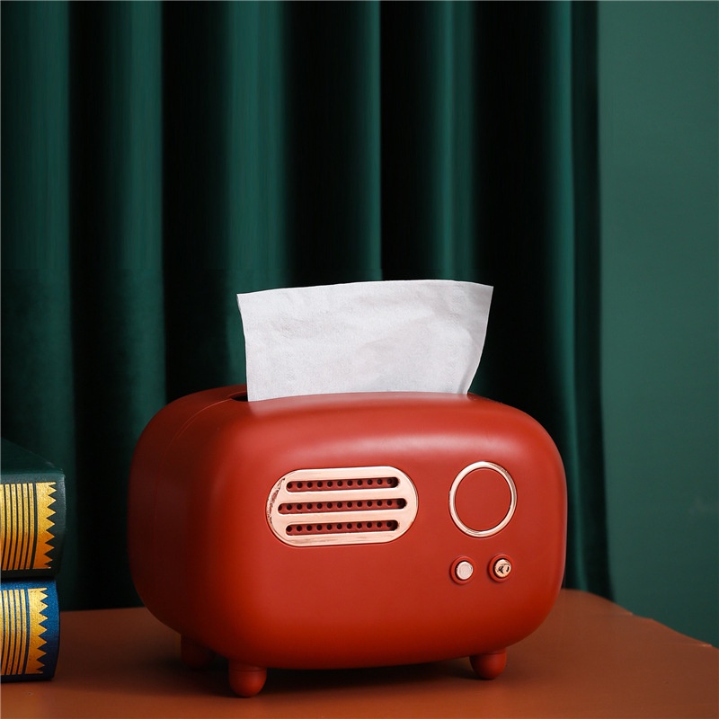 Hộp đựng khăn giấy hình radio cổ điển sang trọng trang trí nhà cửa
