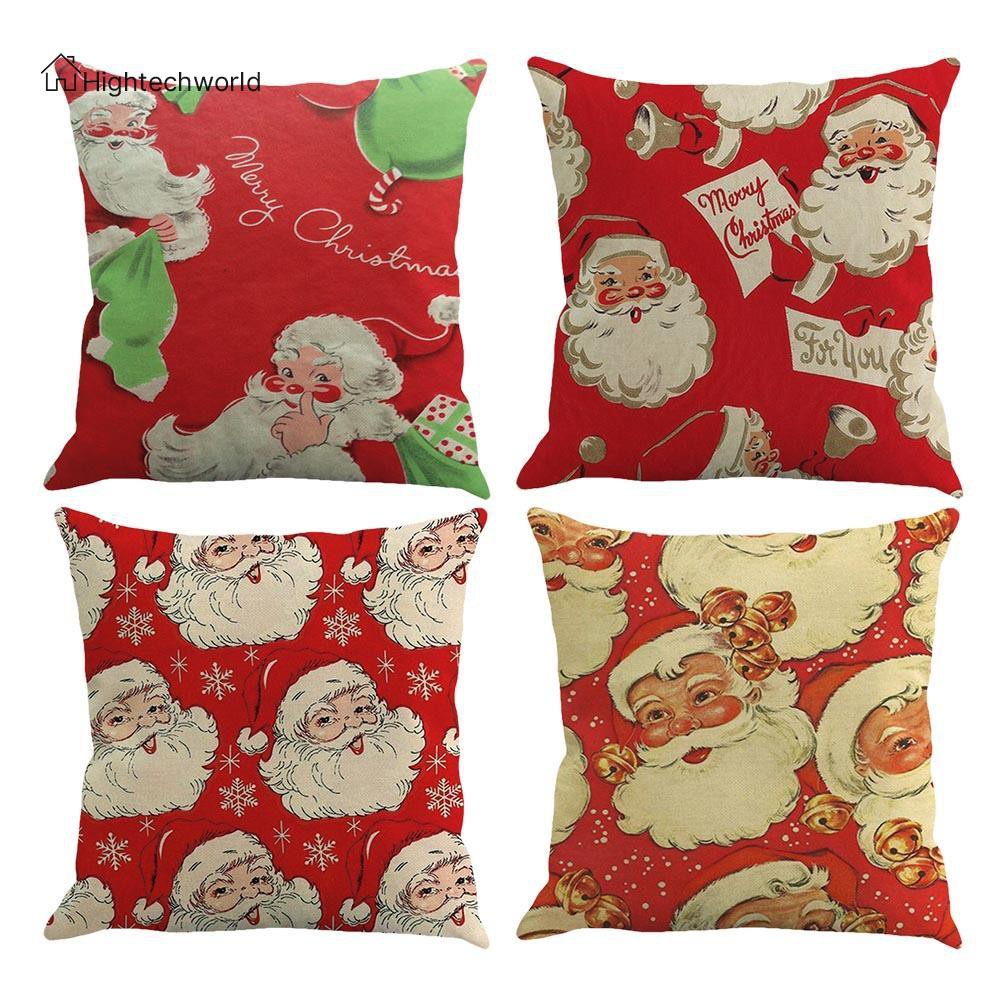 Hightechworld Christmas Xmas Santa Sofa Car Throw Cushion Pillow Cover Case Decor Gift