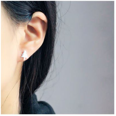 Bông tai cây thông bạc TRS64