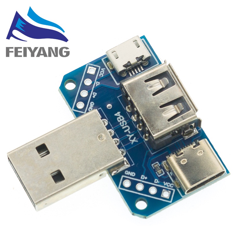 Bảng mạch chuyển đổi USB sang Type-c Micro USB 2.54-4P XY-USB4 chuyên dùng