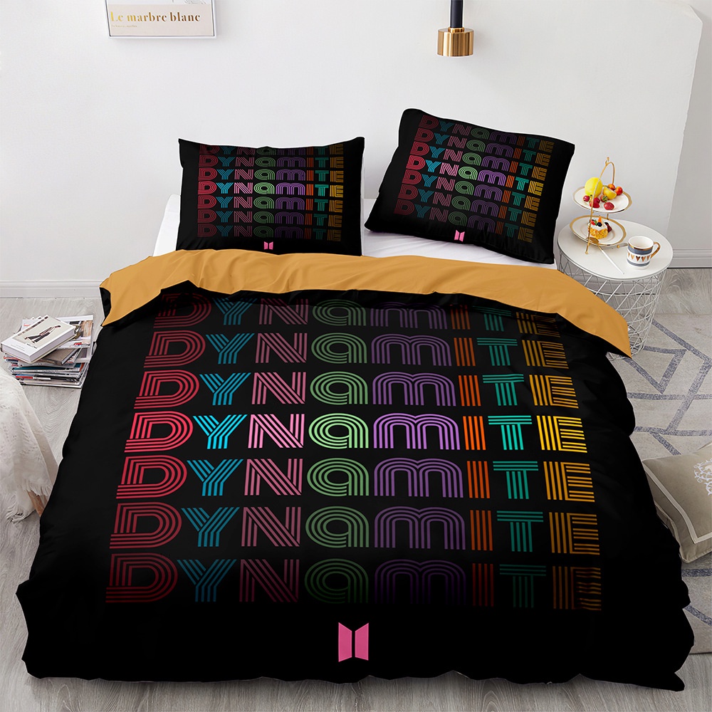 Bộ Chăn Ga Và Vỏ Gối 2 Trong 1 140x210cm In Hình Nhóm Nhạc Bts