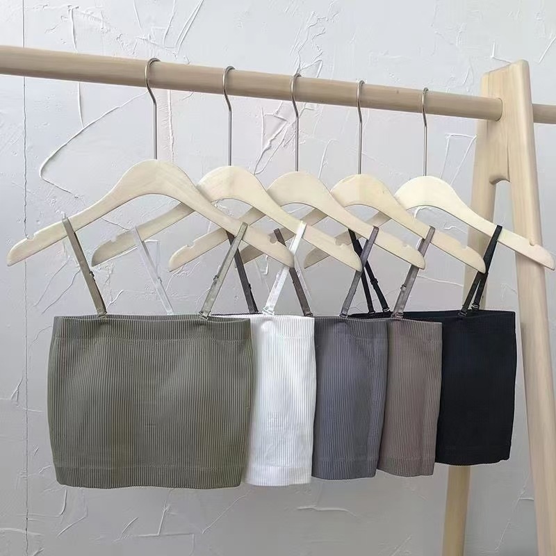 Áo Hai Dây Có Đệm Ngực Tháo Rời Được Phong Cách Mới Giản Dị Dành Cho Bạn Nữ Mặc Bên
