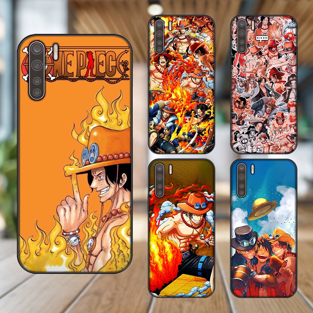 Ốp lưng Oppo A91, Reno 3 viền đen in hình Ace One Piece