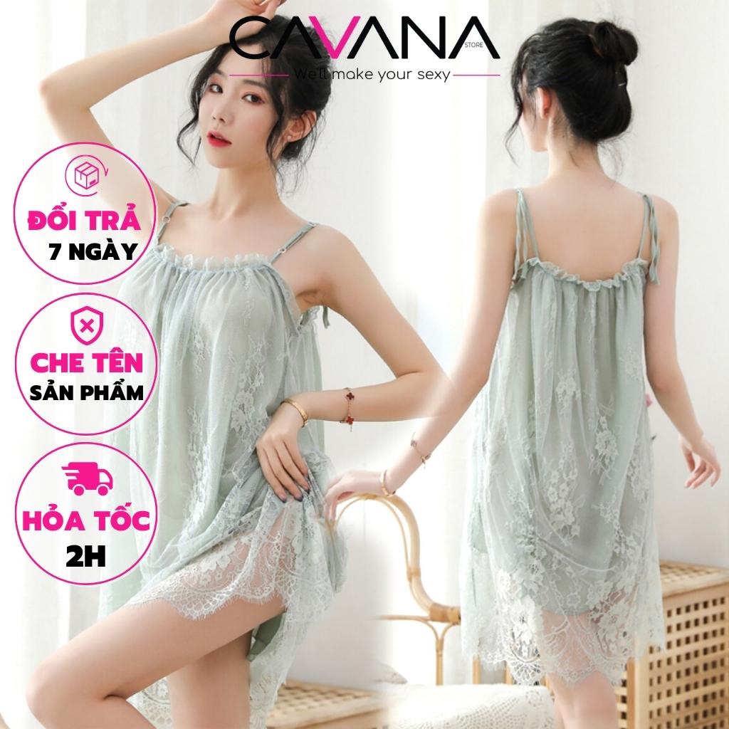 Đầm ngủ sexy, váy ngủ 2 dây tiểu thư dễ thương ren cao cấp N47 - CAVANA STORE