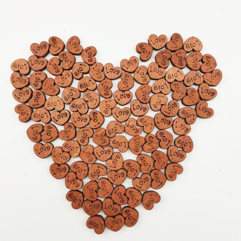 Set 100 Nút Gỗ Hình Trái Tim 14mm Làm Đồ Thủ Công Cho Bé