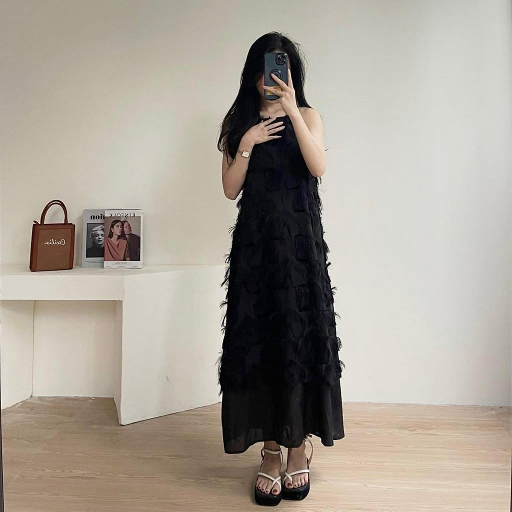 Váy maxi 2 dây đi tua rua 2 lớp đi biển cực xinh hàng QC