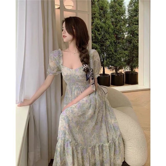 Đầm hoa nữ dáng dài tiểu thư thanh lịch - hàng chuẩn