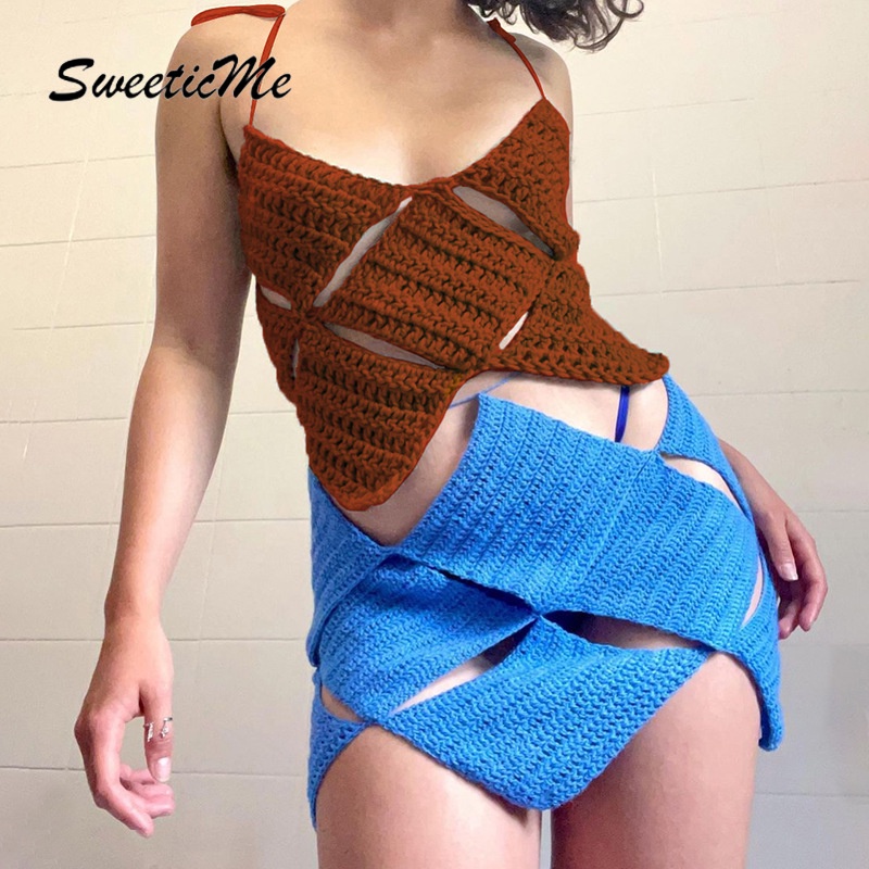 Sweeticme Áo Len Hai Dây