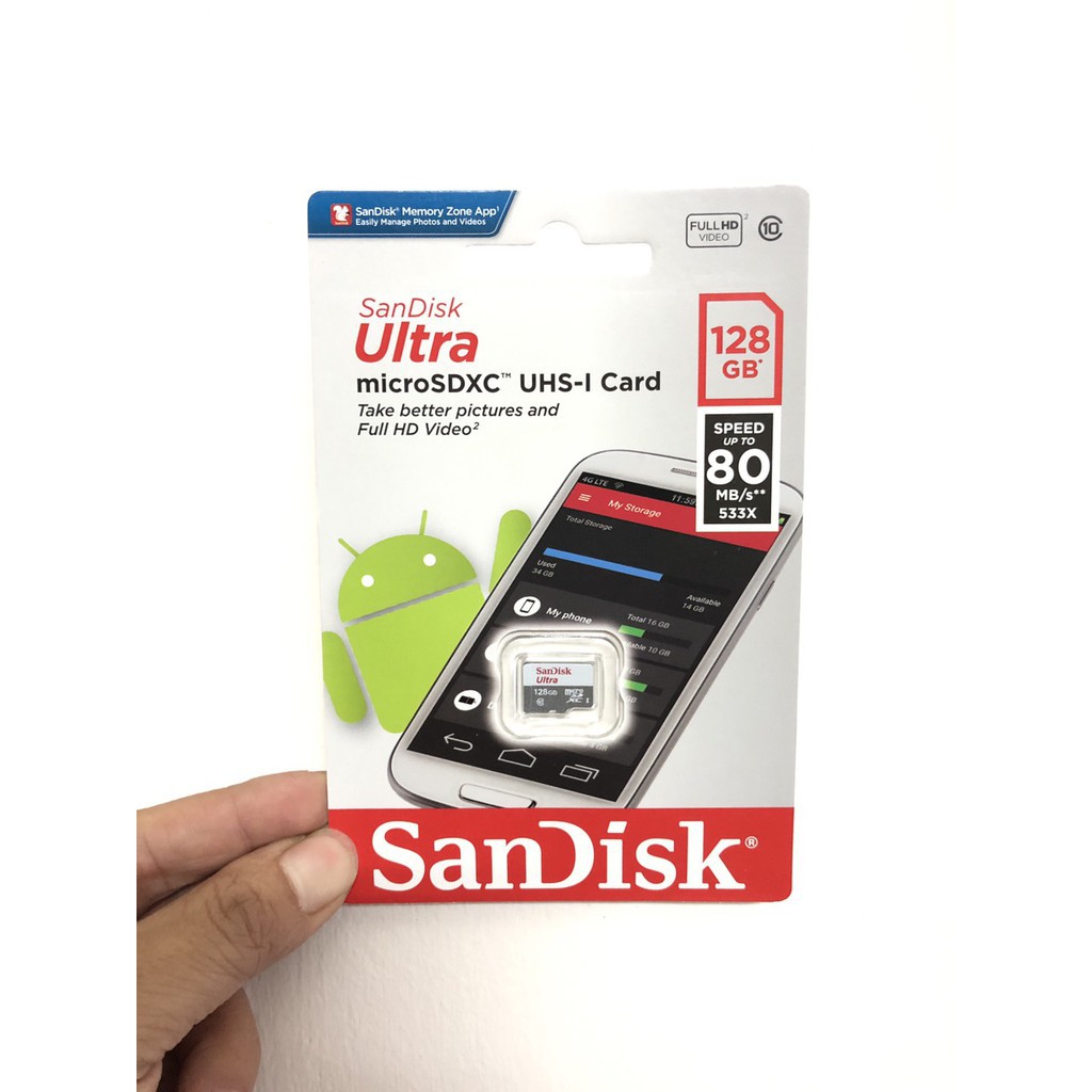 Thẻ nhớ Micro SD Sandisk 128Gb 64GB class 10 80Mb/s