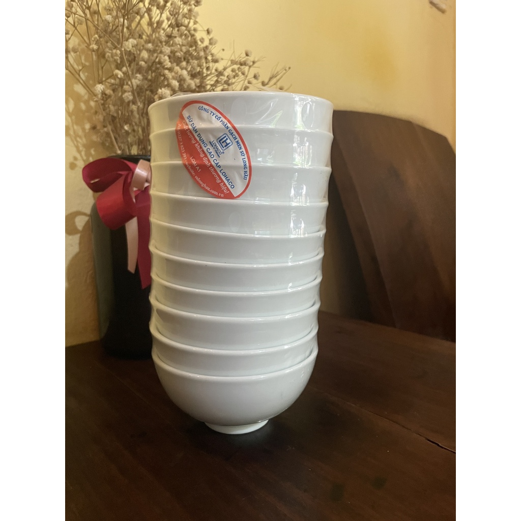 Bát cơm sứ trắng mộc dày, bát con sứ - Sứ Long Hầu - LH103