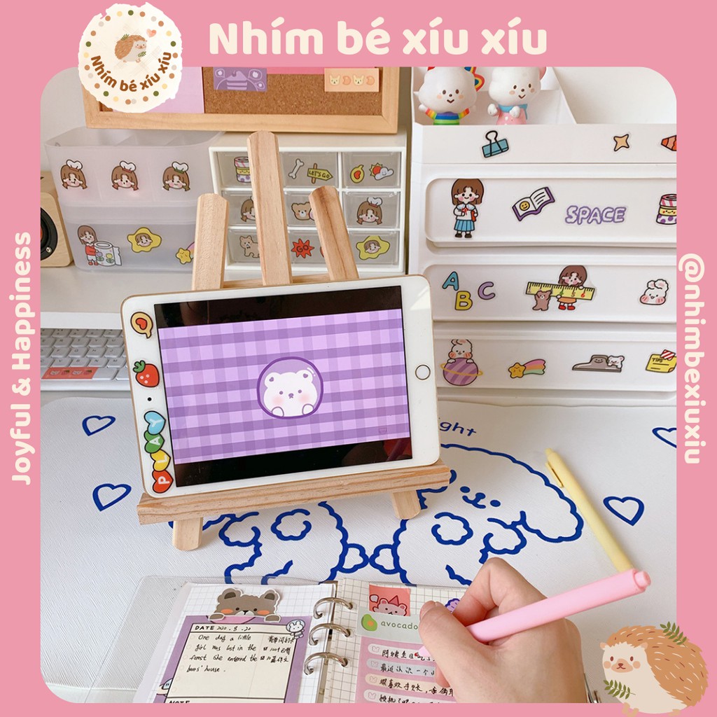 Giá đỡ điện thoại/ipad/máy tính bảng bằng gỗ mịn decor bàn học VT110