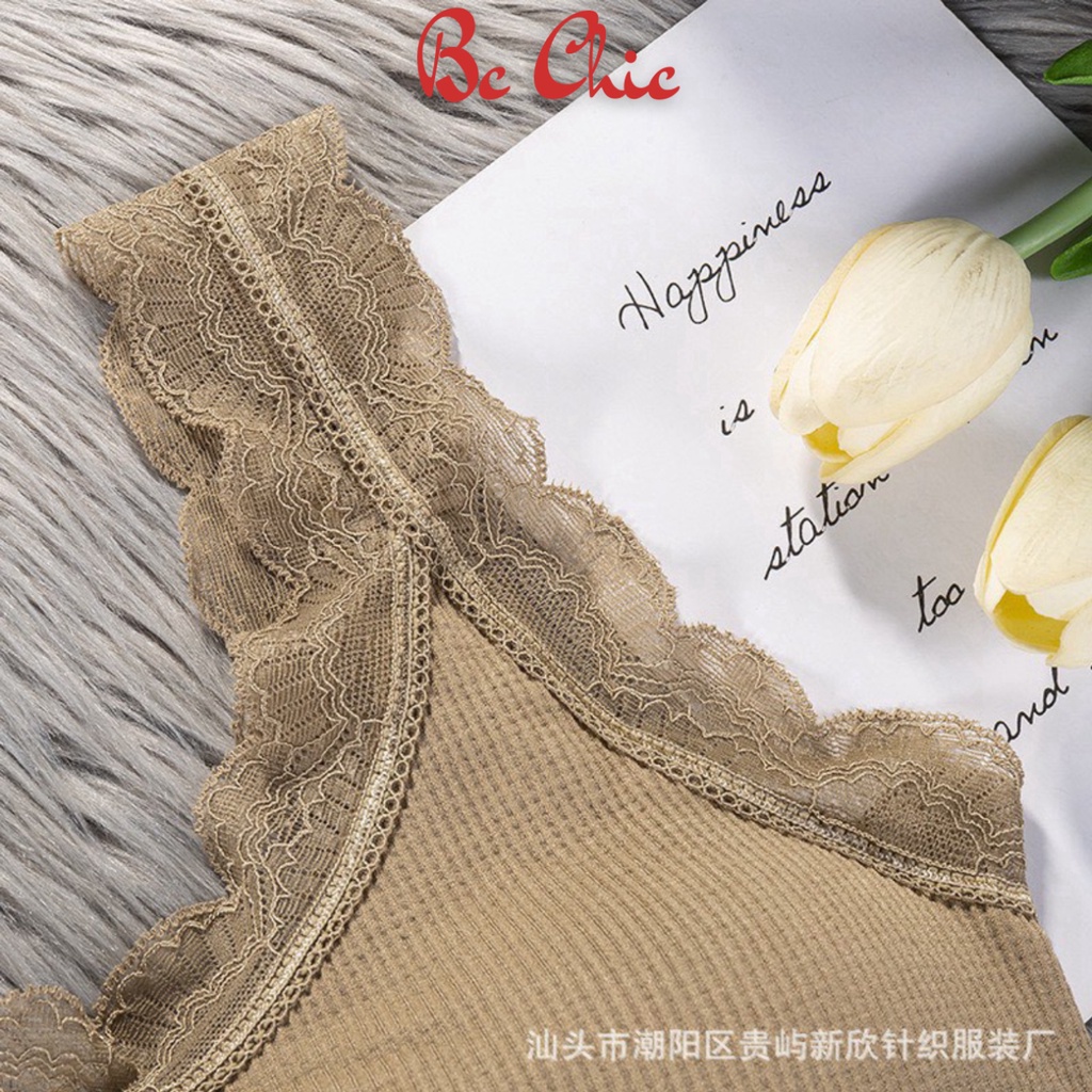 Áo Bra Nữ , Áo Lót Nữ gân tăm dây viền ren bèo nâng ngực gợi cảm BC_CHIC LINGERIE