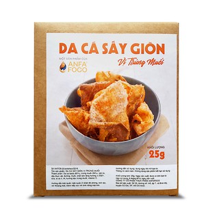 Da cá sấy giòn vị trứng muối Anfafoco hộp 25 gram ( Tặng 1 gói 25 gram Da cá/ Khoai tây cho mỗi đơn hàng)