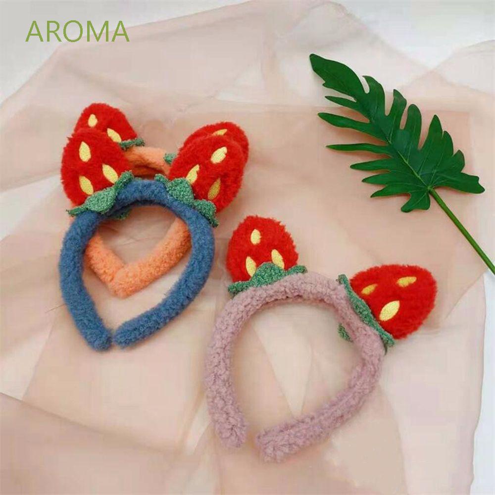 Băng Đô Cài Tóc Bằng Vải Bông Mềm Hình Hoa / Dâu Tây Nhiều Màu Sắc Phong Cách Hàn Quốc Cho Nữ