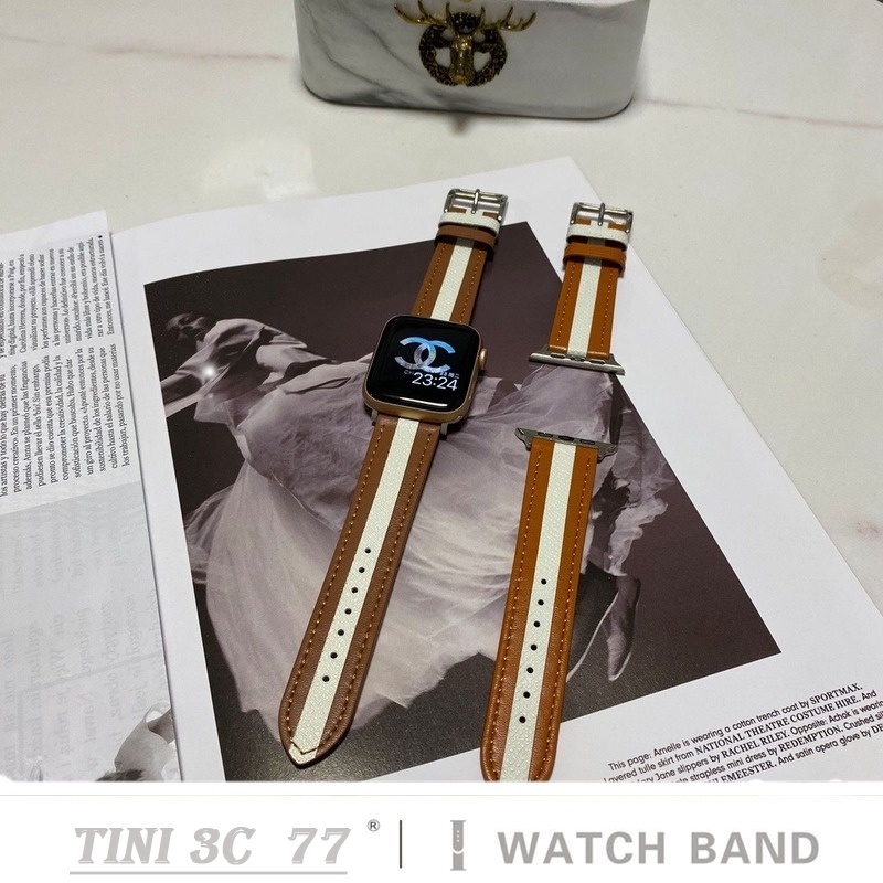 Dây đeo đồng hồ thông minh da thật cho Apple iWatch 7 6 5 4 3 SE 40mm 42mm 38mm 41mm 45mm 44mm