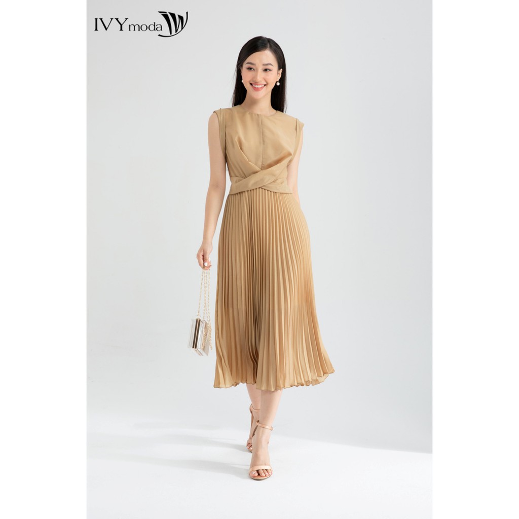 [Mã FAMALLT5 giảm 15% đơn 150k] Đầm xòe eo bắt chéo thiết kế IVY moda MS 48M6432