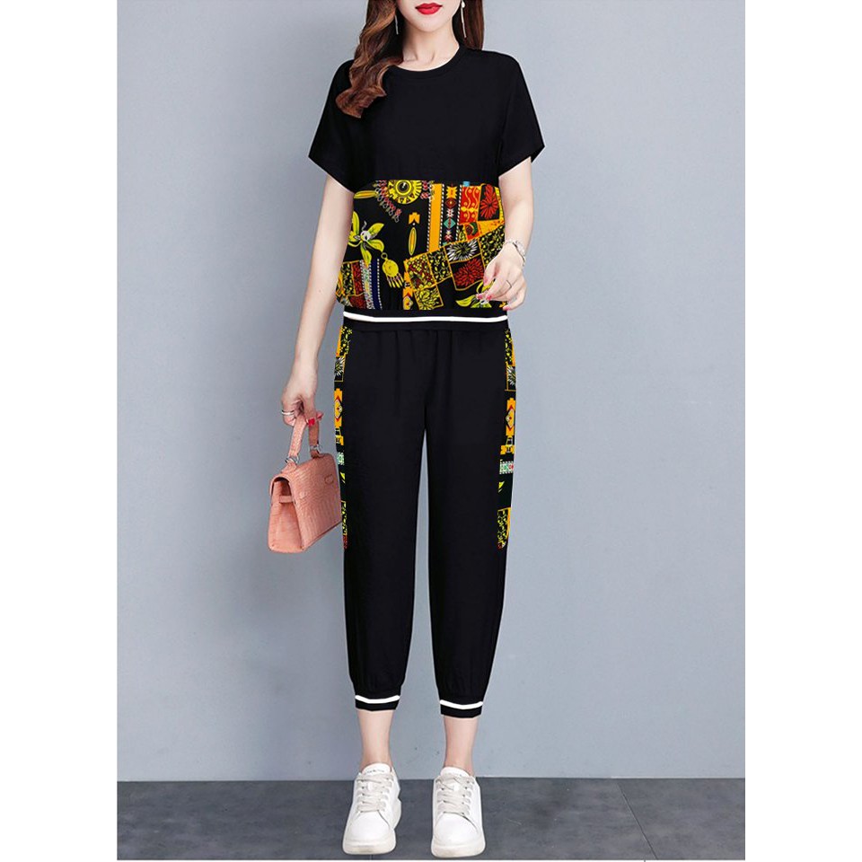 GOTI - XẢ KHO Set Bộ Thun Thể Thao Cao Cấp Trẻ Trung Cá Tính Màu Đen Dành Cho Nữ GOTI 3311 3092