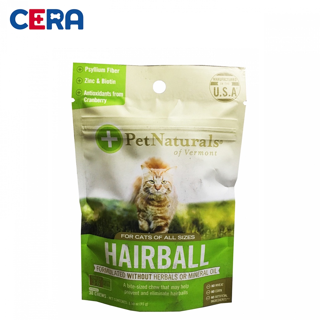 Viên Nhai Hổ Trợ Triệt Búi Lông Cho Mèo - Pet Natural of Vermont Hairball 30 Viên