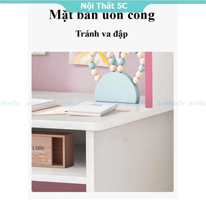 Bàn học tập lắp ghép kèm giá sách tiện dụng, bàn để phòng ngủ cho bé có ngăn kéo lưu trữ