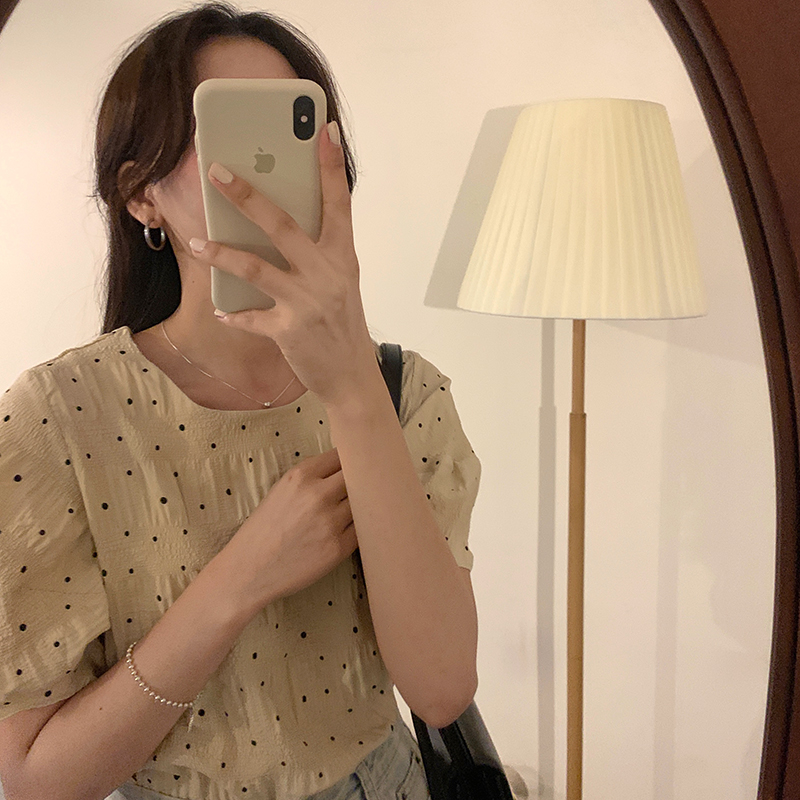 Áo Sơ Mi Nữ Tay Ngắn Dáng Rộng Kiểu Retro Phong Cách Hàn Quốc