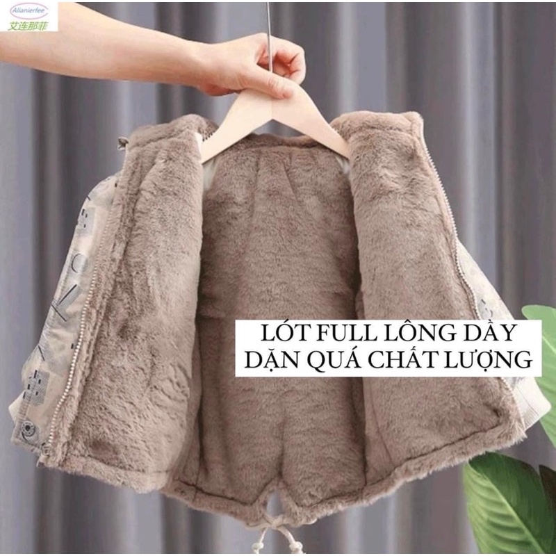 Áo khoác lót lông mịn kaki cho bé trai hàng quảng châu