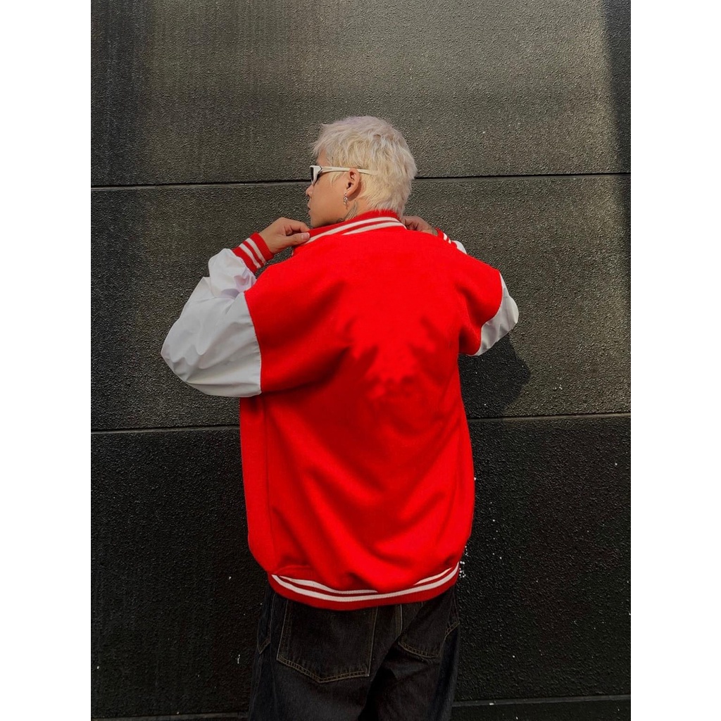 Áo Varsity Jacket trơn ullzang basic 4 màu - Áo Khoác Bomber phối bo Siêu Hot  - OCEAN.CLO