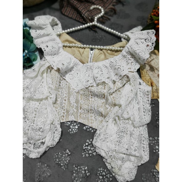 Bộ Áo Ren Chân Váy Nhung