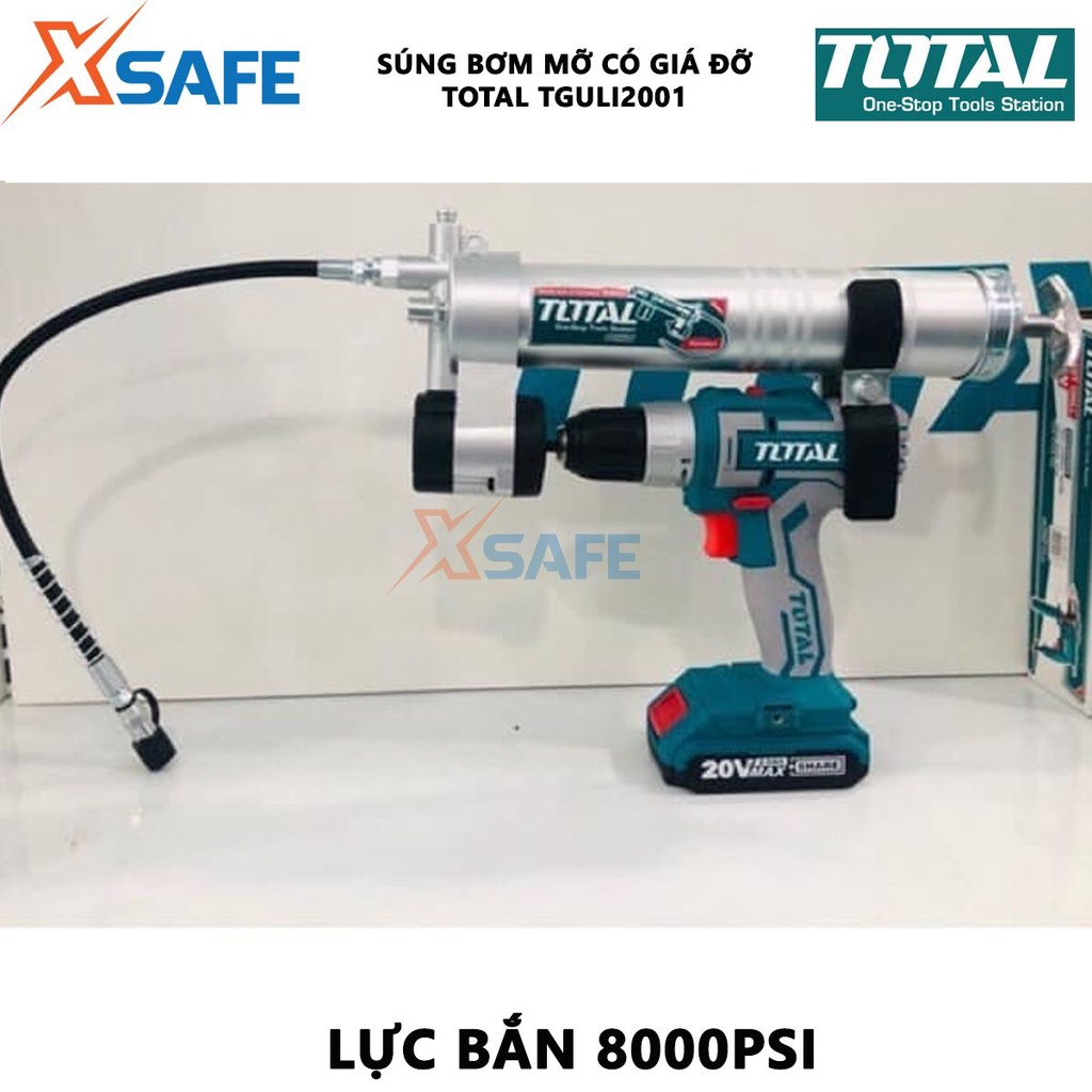 Bơm mỡ có giá đỡ TOTAL TGULI2001 | súng bơm mỡ dung lượng 400CC / 14Oz áp suất làm việc 4000psi lực bắn 8000psi bơm keo