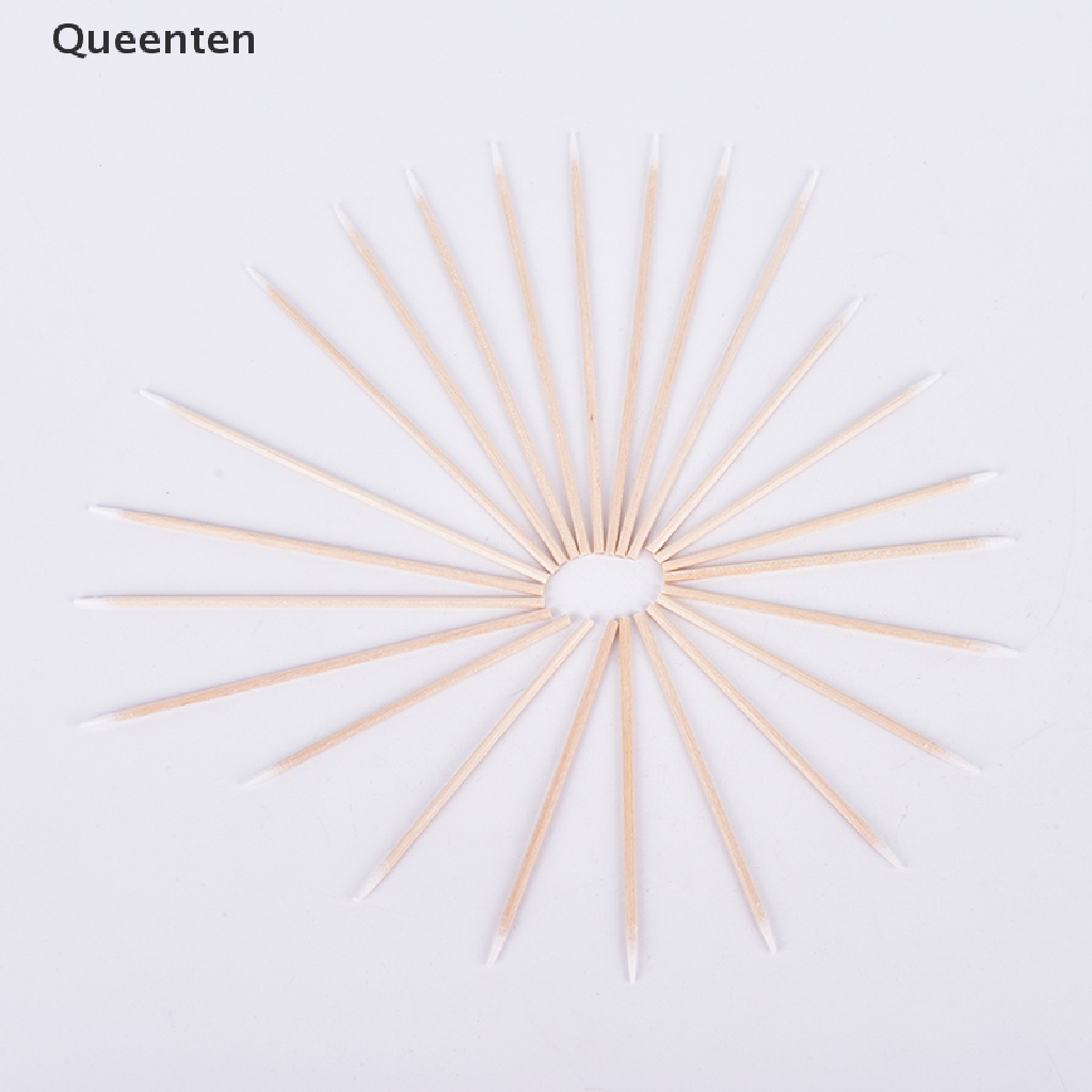 [Hàng mới về] Bộ 100 tăm bông trang điểm cán bằng gỗ