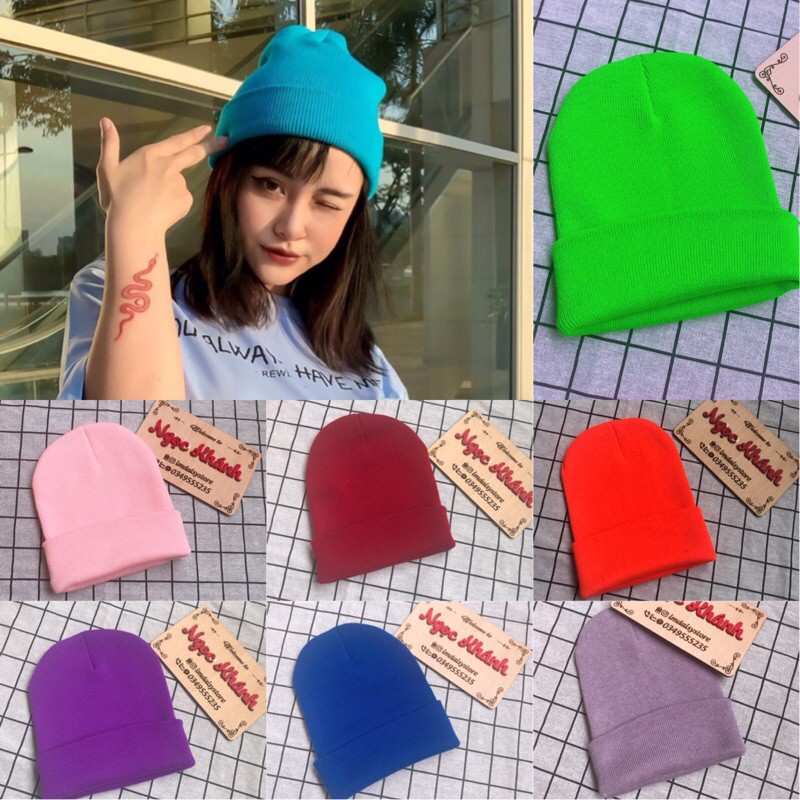 Mũ len trơn/ Mũ beanie len - ảnh thật(HÀNG SẴN)