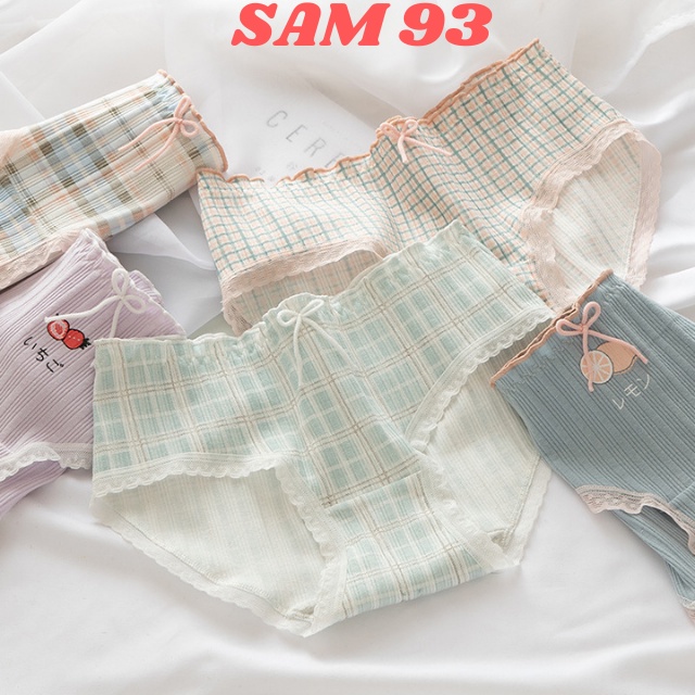 Quần Lót Nữ Cotton Gân Tăm Cao Cấp, Thông Hơi Kháng Khuẩn 💖FREESHIP💖 Quần Chíp Nữ Nhiều Họa Tiết Xinh Xắn – SAM93 Q06