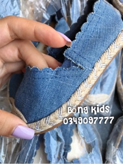 Giày Slip On Bé Gái Denim Đế Cói