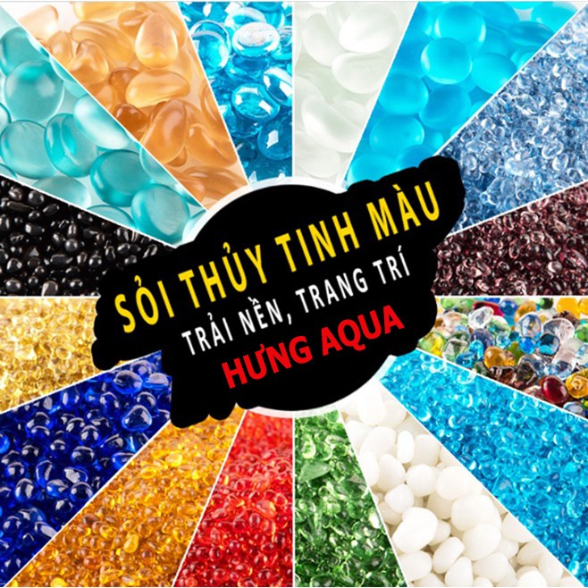Sỏi thủy tinh màu trang trí bể cá, chậu cây, trải nền tiểu cảnh, decor không gian sống siêu rẻ