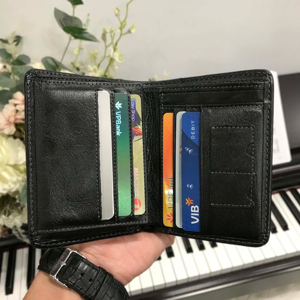 Ví Nam  Dáng Đứng  Da Bò Thật Đốt Không Cháy LT84  Có Khe Để Thẻ Nhớ, Ngăn Khóa Tiện Dụng